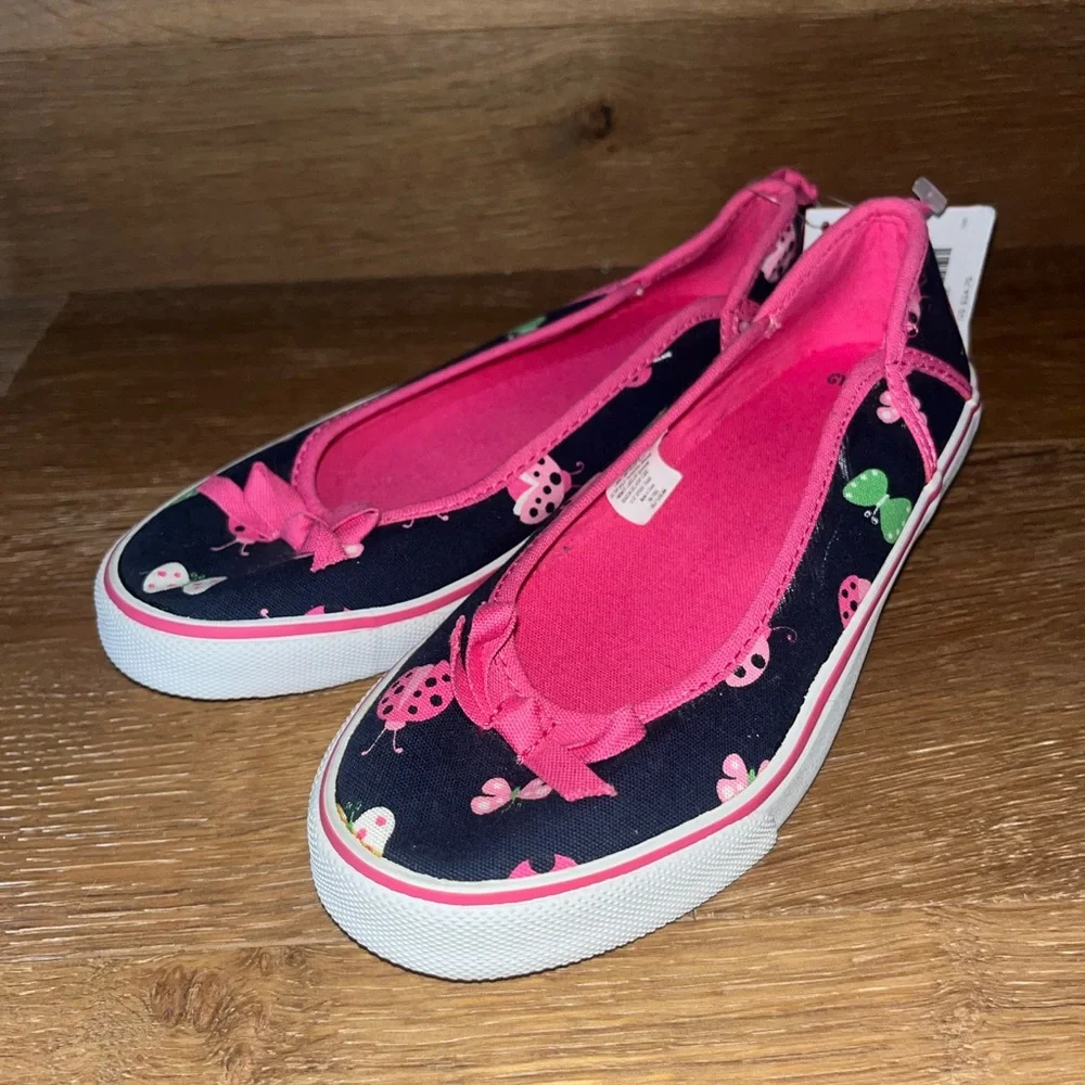 Gymboree NWT Ladybug navy pink Sneakers tennis shoe flat 2 - Picture 1 of 4
